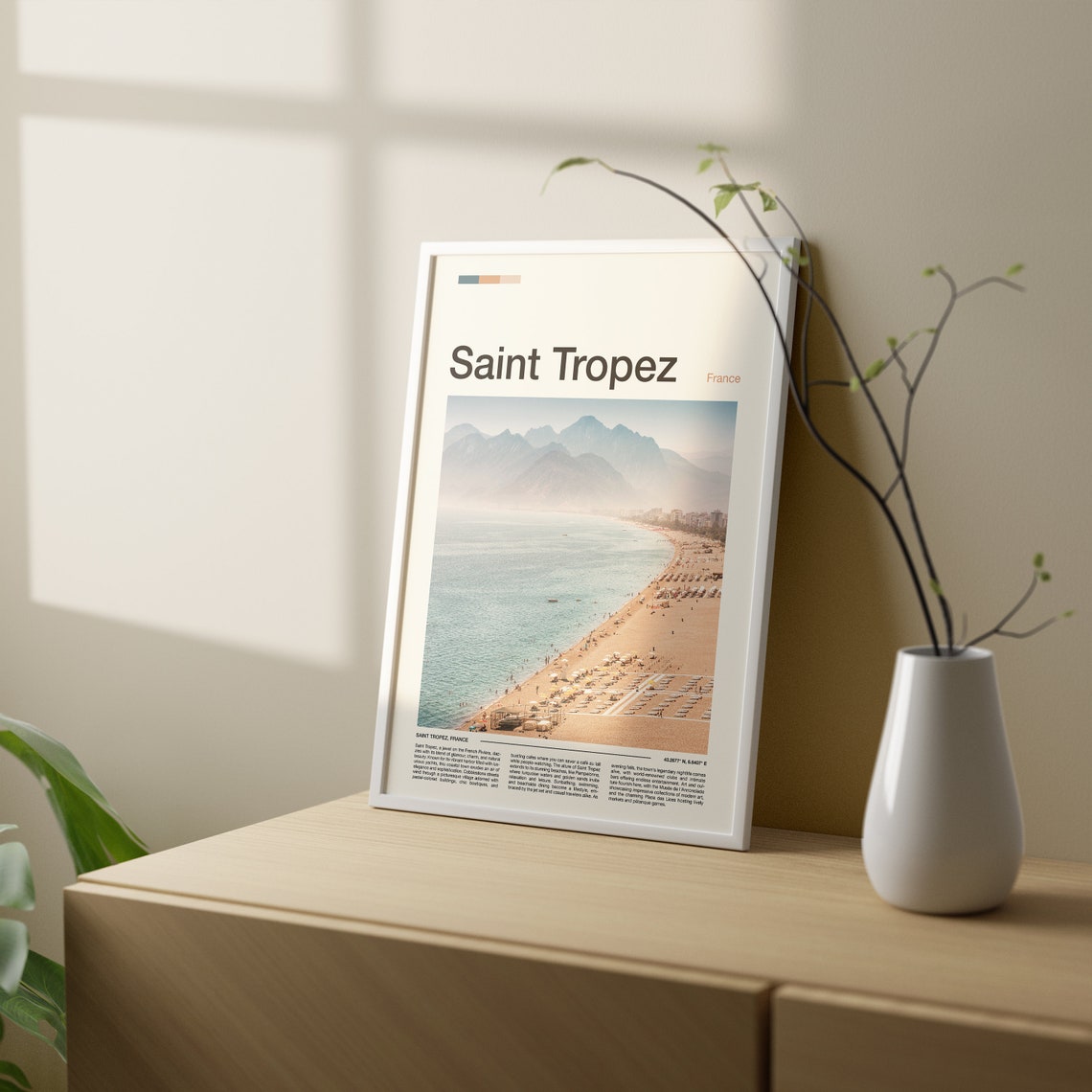 Saint Tropez France Beach Coastline Mountain View Travel Poster - Image 3