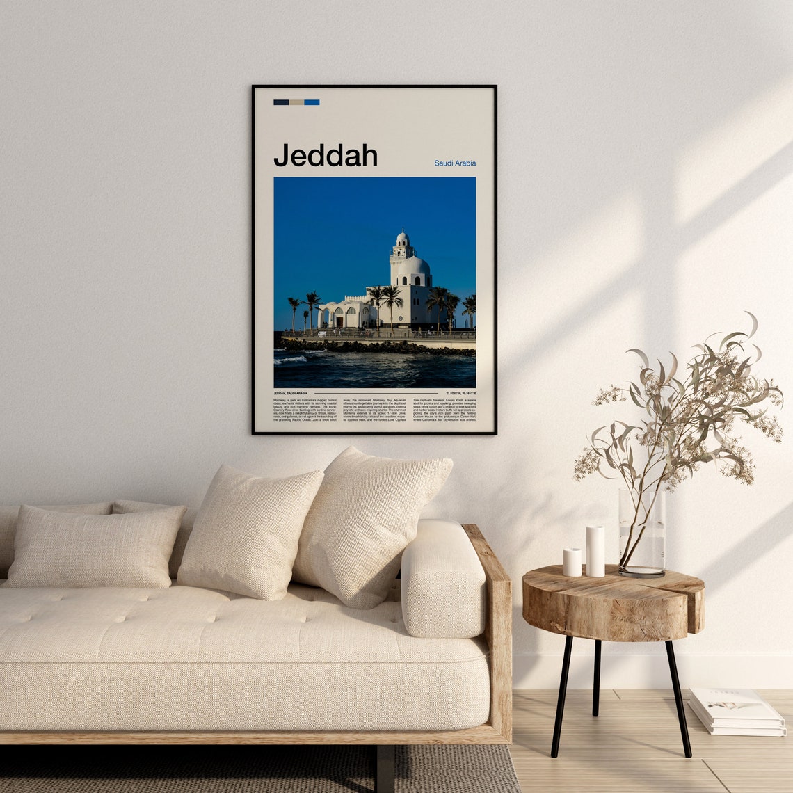 Jeddah Saudi Arabia White Waterfront Mosque Corniche Travel Poster - Image 3