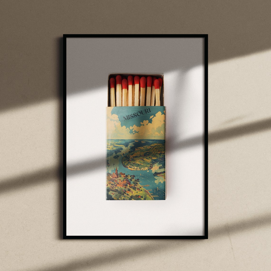 Vintage Missouri Matchbox Print Missouri Poster Missouri Wall Art Missouri Art Print Vintage Art Retro Art Vintage Poster - Image 2