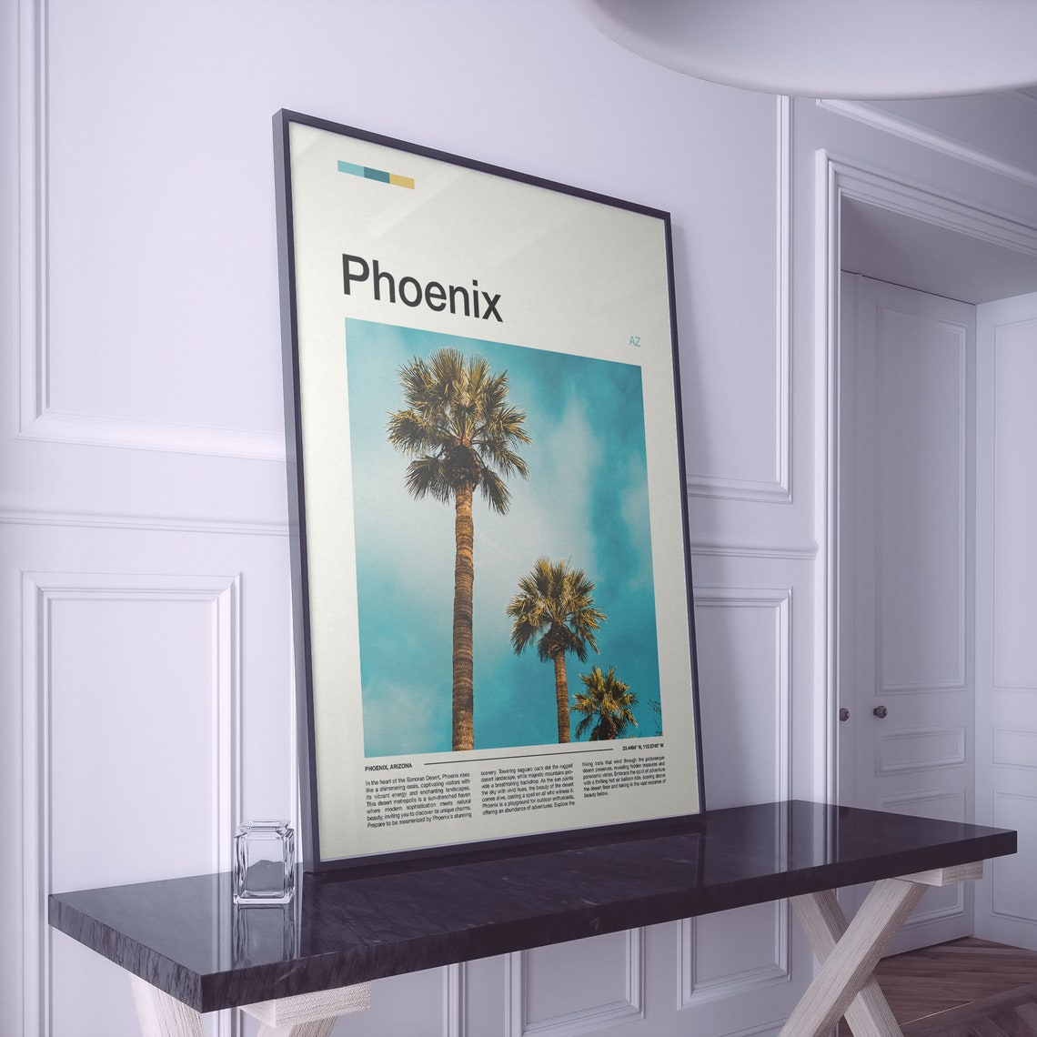 Phoenix Arizona Palm Trees Sunny Blue Sky Photo Poster Desert Art - Image 2