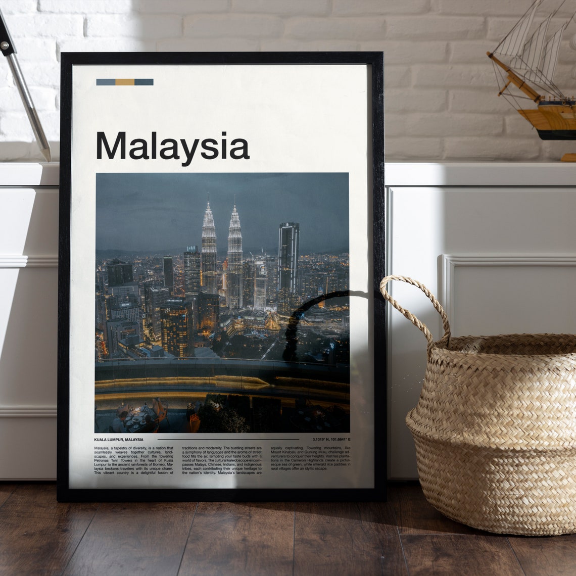 Malaysia Kuala Lumpur Night Skyline Twin Towers City Lights Poster - Image 5
