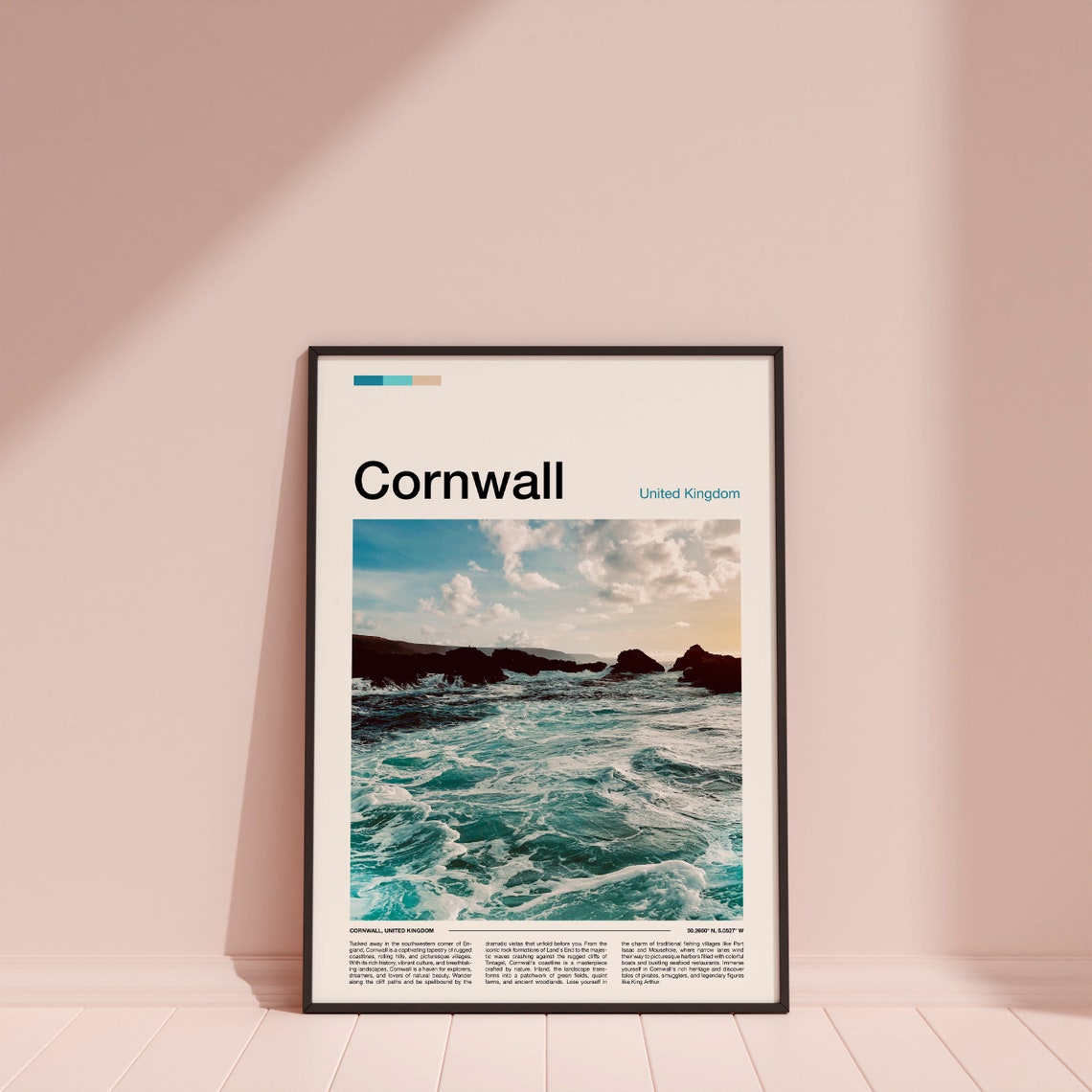 Cornwall United Kingdom Rocky Coast Waves Ocean Travel Poster - Image 4
