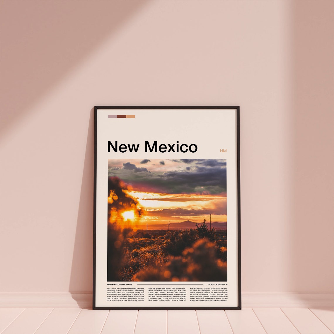 New Mexico Desert Sunset Golden Hills Bokeh Photography Poster - Image 4