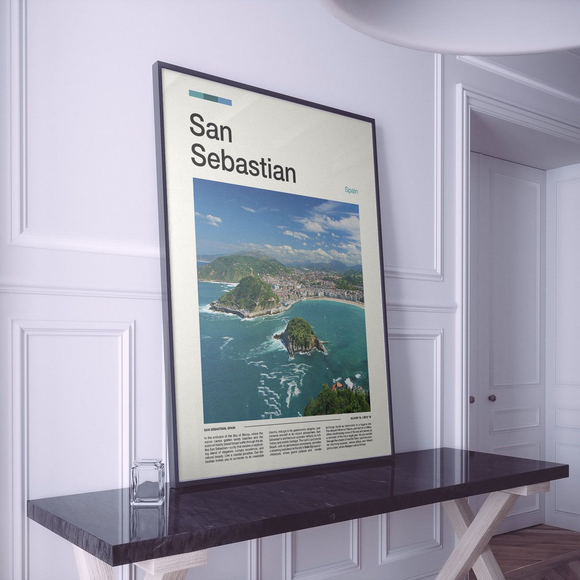 San Sebastian Spain La Concha Bay Aerial Basque Coast Poster - Image 2