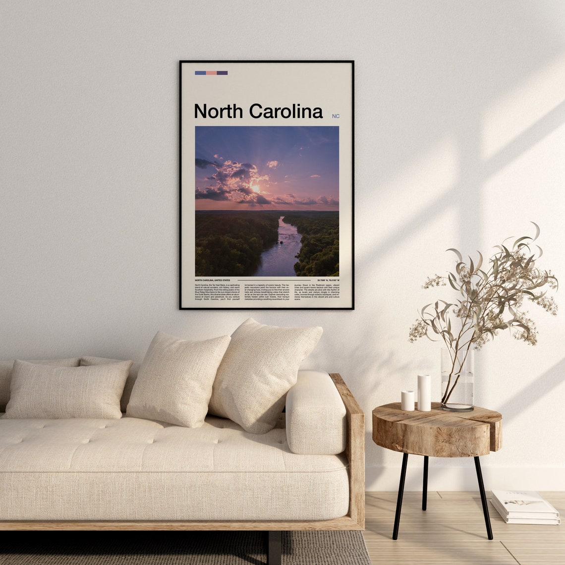 North Carolina River Forest Aerial Sunset Purple Sky Art Poster - Image 3