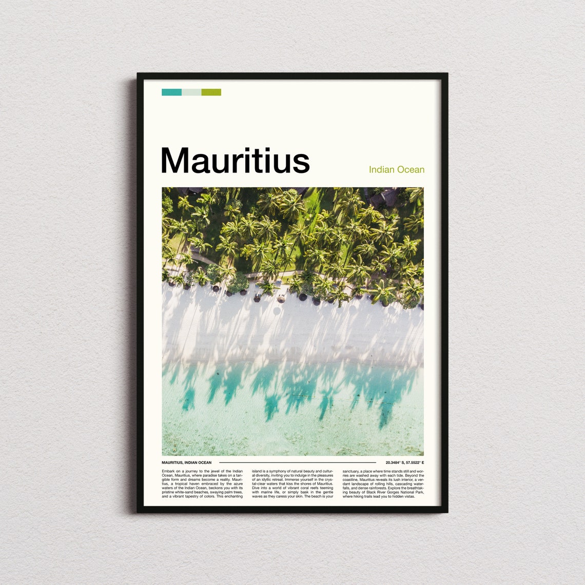 Mauritius Indian Ocean Aerial Palm Beach Turquoise Water Poster
