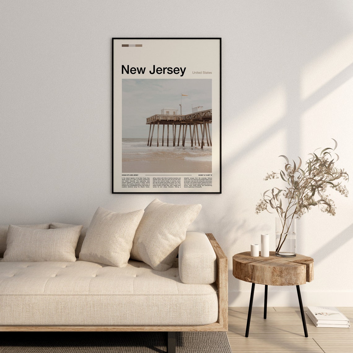 New Jersey Ocean City Fishing Pier Coastal Beach Sunrise Poster - Image 2