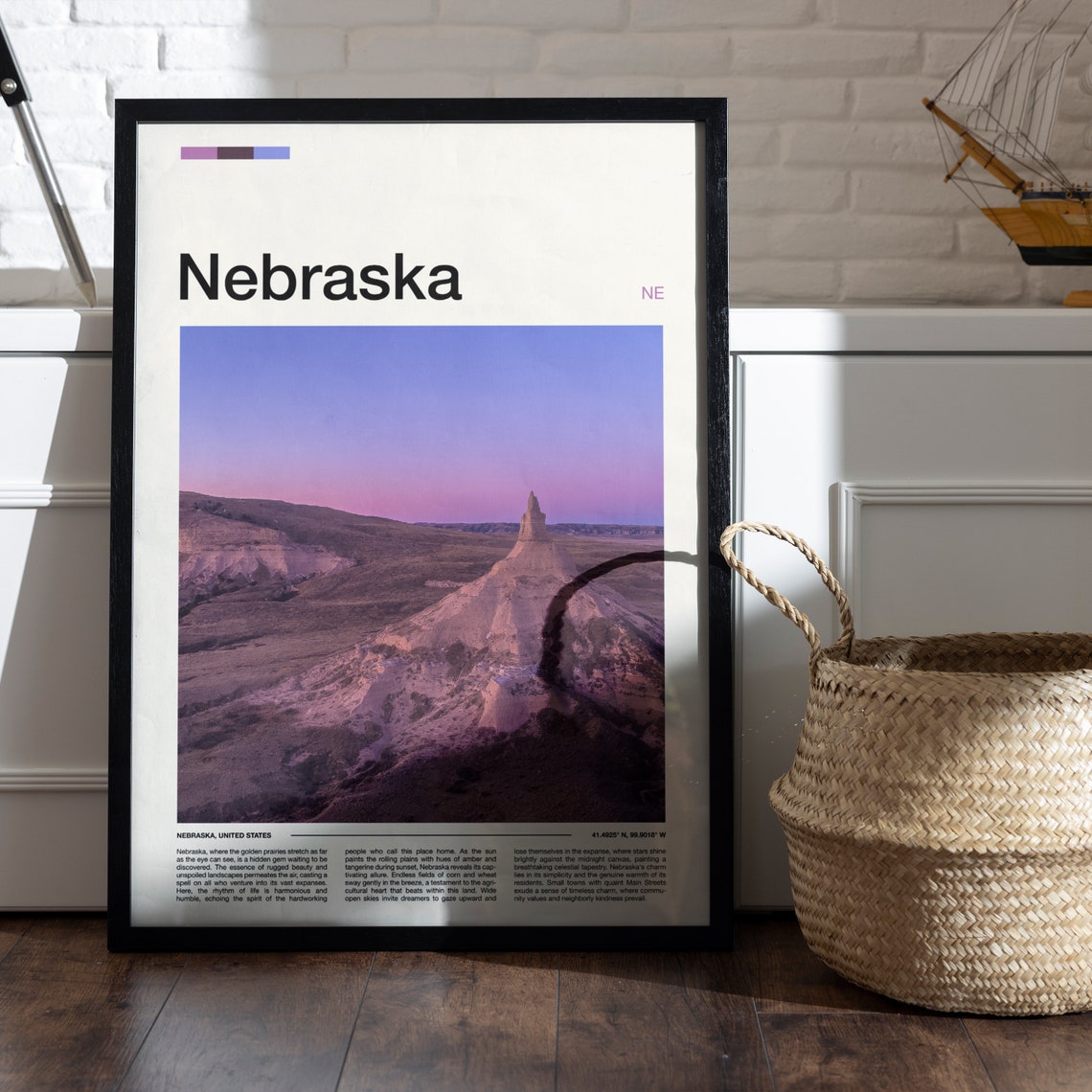 Nebraska Chimney Rock Sunset Prairie Landscape Plains Poster - Image 5
