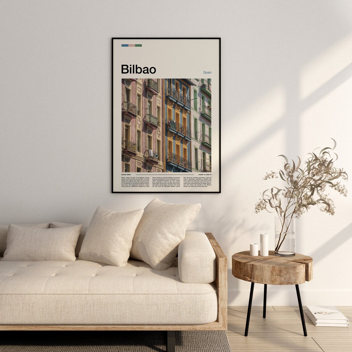 Bilbao Spain Colorful Old Town Balconies Facades Travel Poster - Image 3