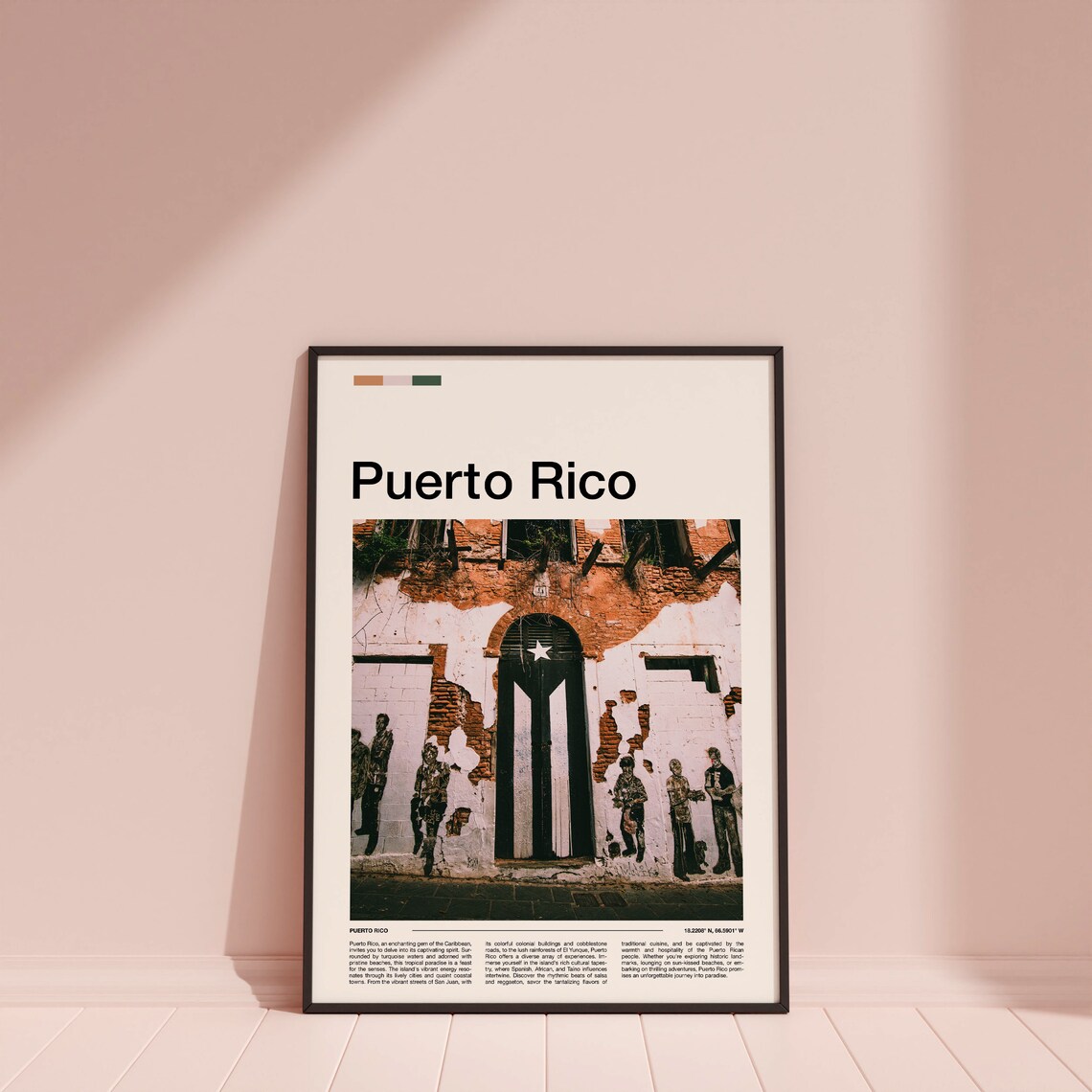 Puerto Rico San Juan Colorful Street Mural Flag Art Travel Poster - Image 3