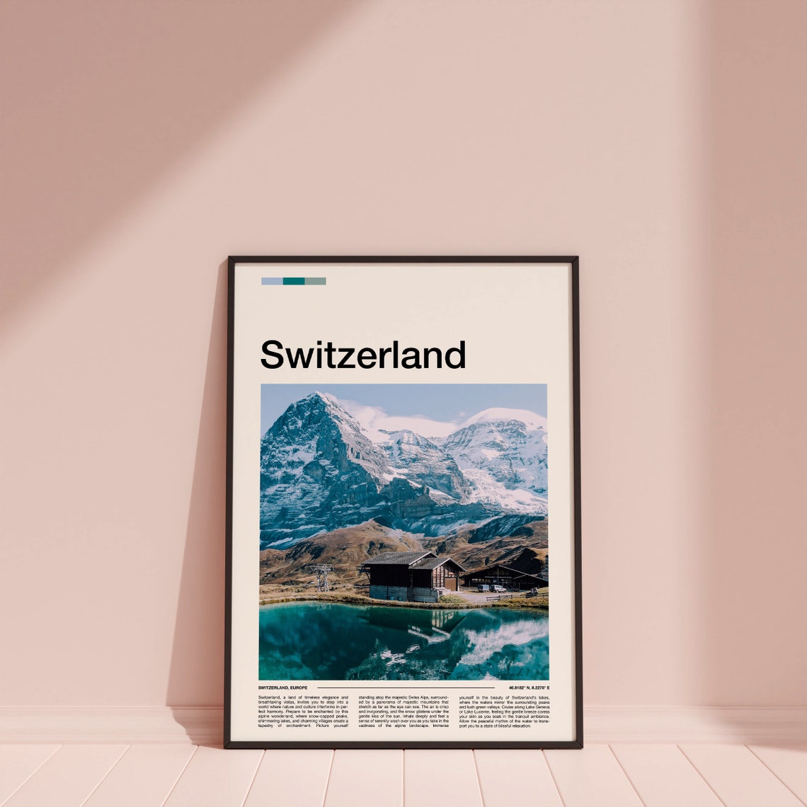 Switzerland Swiss Alps Mountain Lake Chalet Reflection Scenic Poster - Image 3
