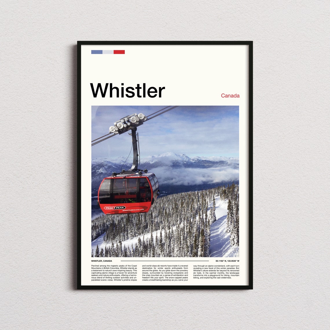 Whistler Canada Peak to Peak Gondola Snow Mountain Forest View Poster