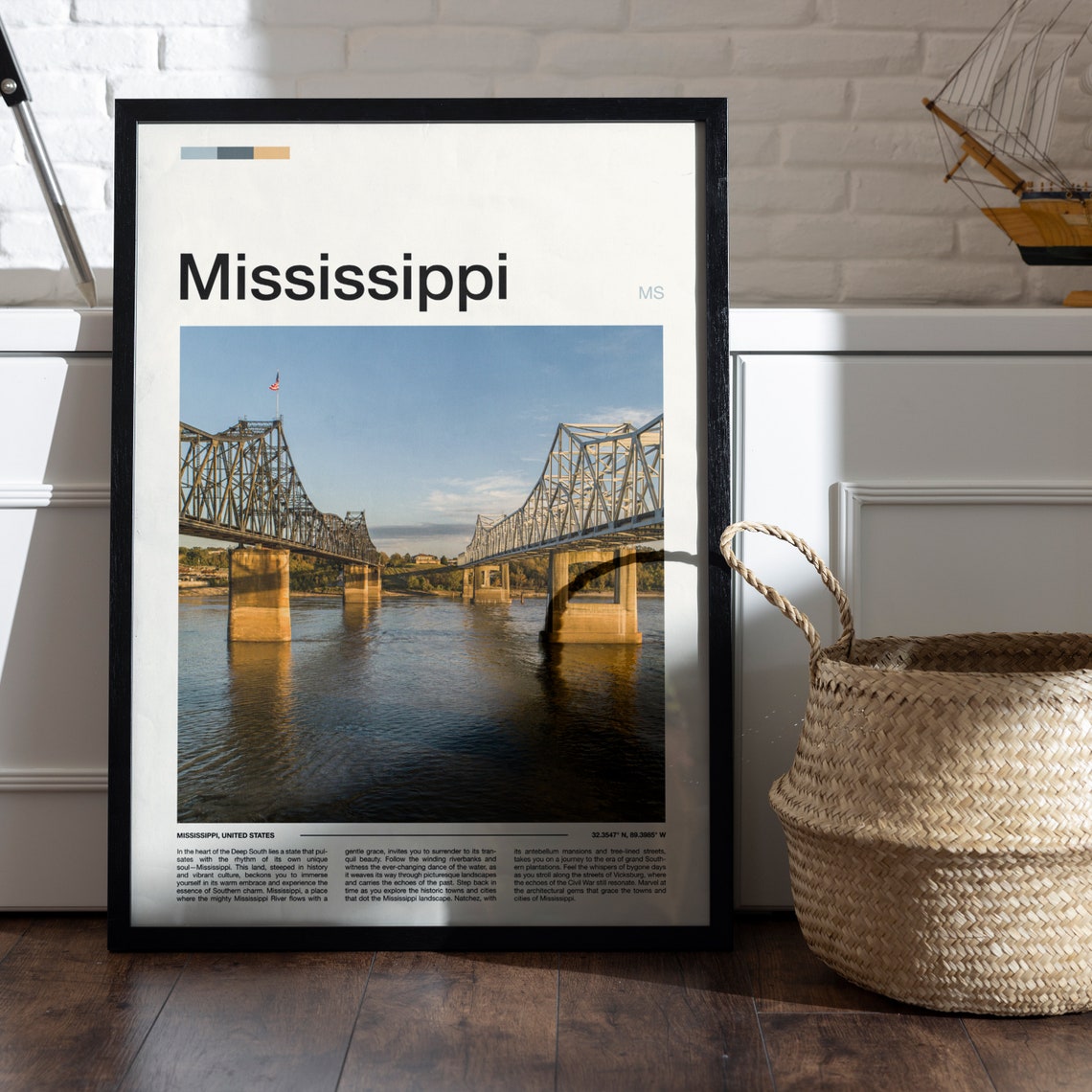Mississippi River Truss Bridges Golden Hour Photography Poster - Image 5