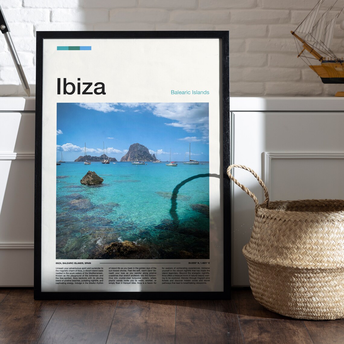 Ibiza Balearic Islands Es Vedra Rocky Islet Sailboats Poster - Image 4