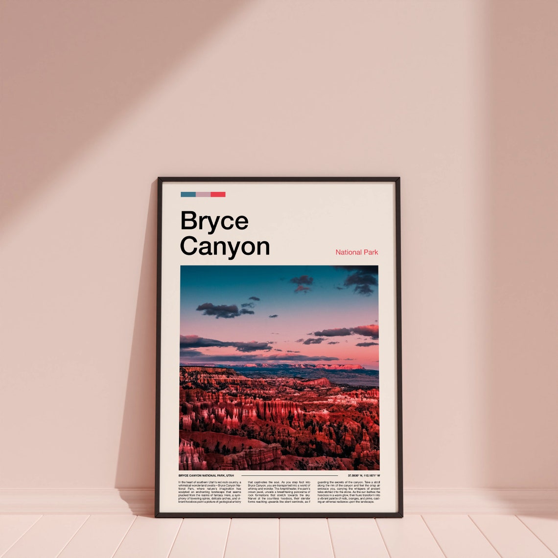 Bryce Canyon Utah Red Rock Hoodoo Amphitheater Sunset Travel Poster - Image 3