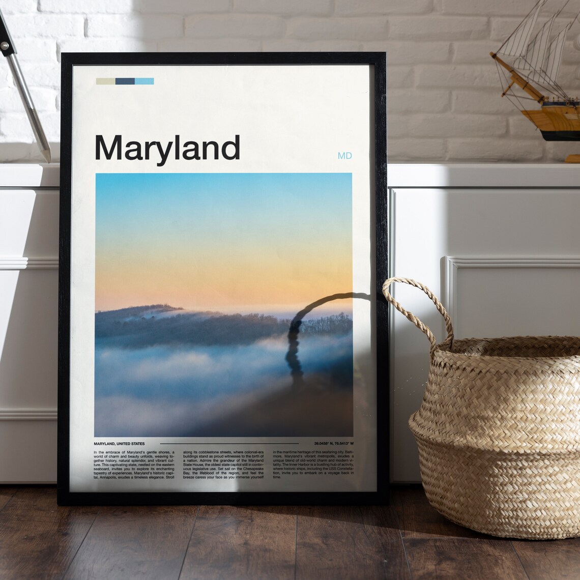 Maryland Misty Sunrise Lake Hills Morning Fog Photography Poster - Image 5