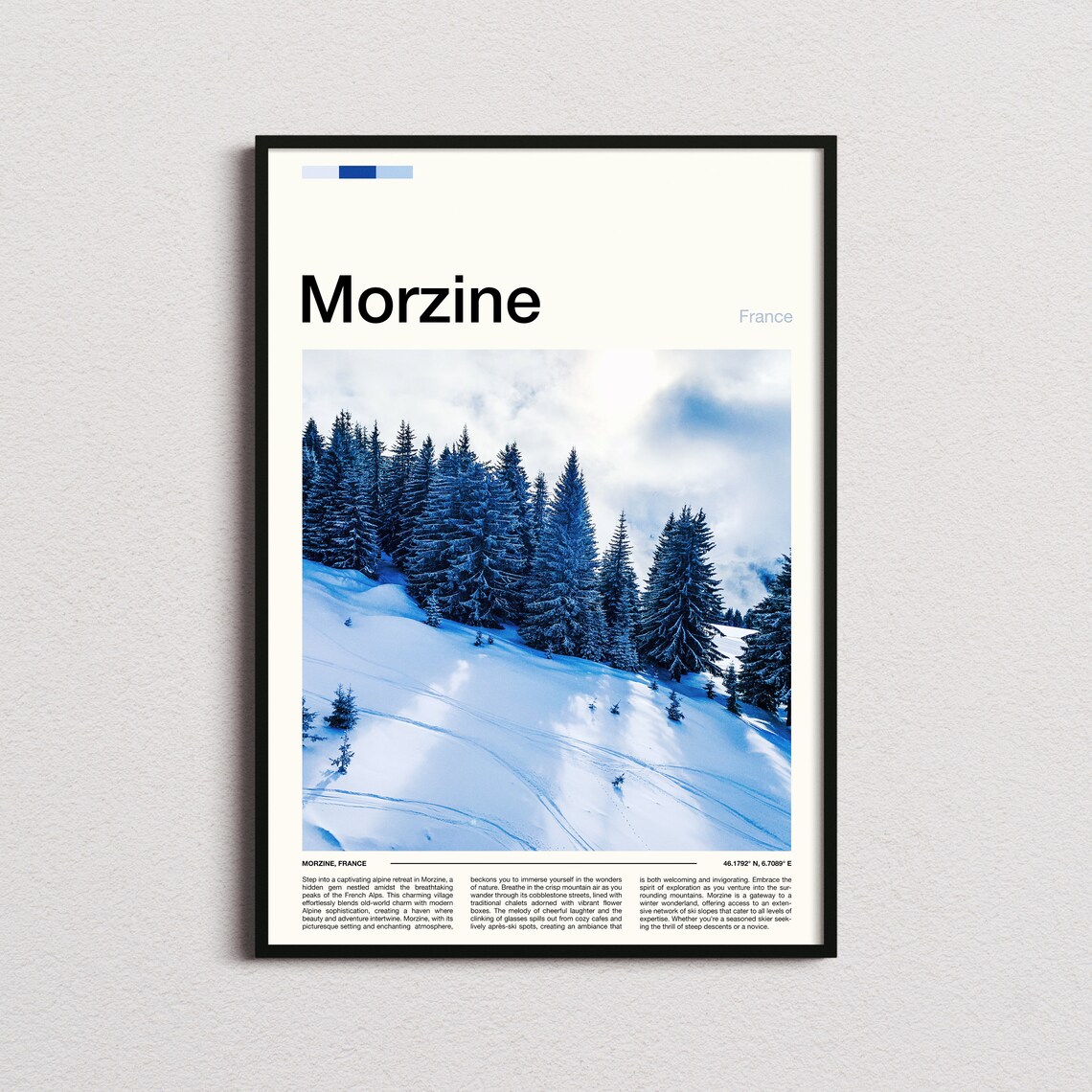 Morzine France Groomed Snowy Ski Slope Tall Frosted Fir Poster