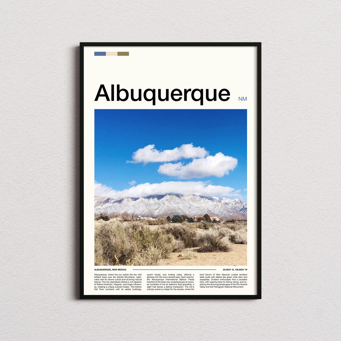 Albuquerque New Mexico Sandia Mountains Snow Peak Travel Poster