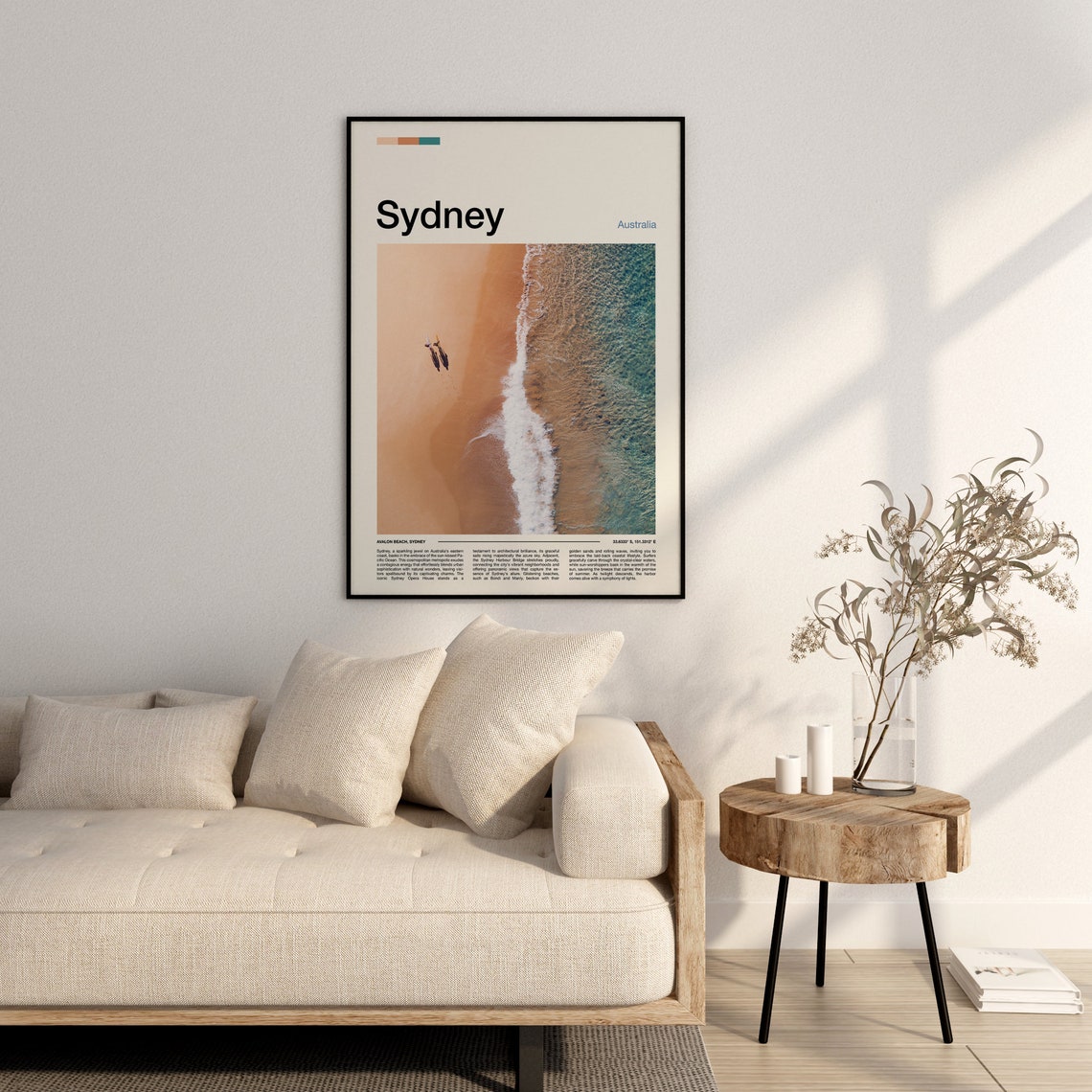 Sydney Australia Avalon Beach Aerial Surf Shoreline Photography Poster - Image 3