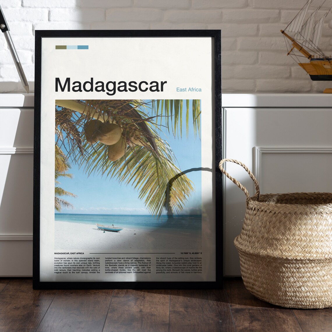 Madagascar Coconut Palms Tropical Beach Boat Photography Poster - Image 5