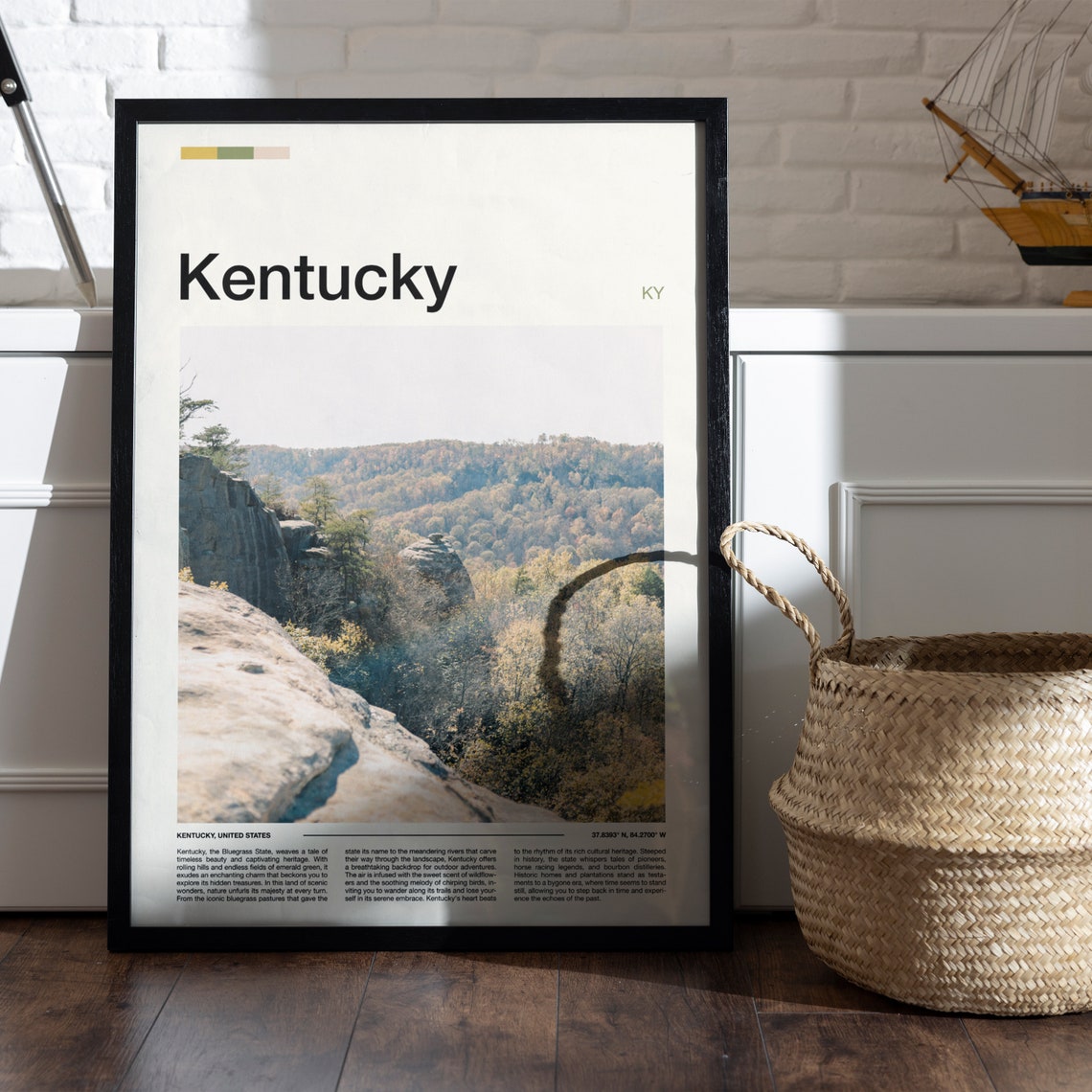 Kentucky Bluegrass State Forest Canyon Overlook Scenic View Poster - Image 4