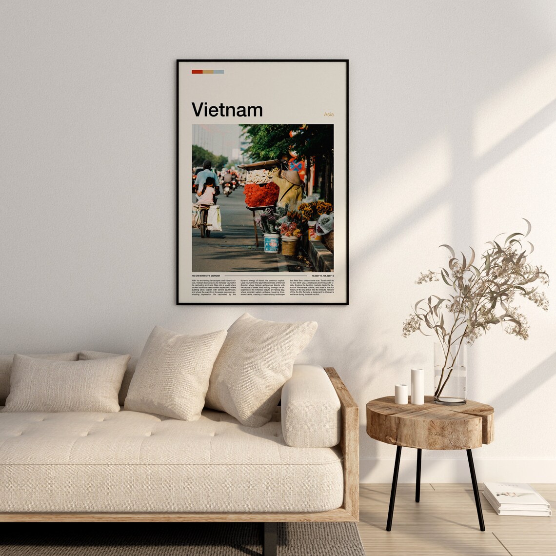 Vietnam Ho Chi Minh City Street Flower Vendor Vibrant Scene Poster - Image 3
