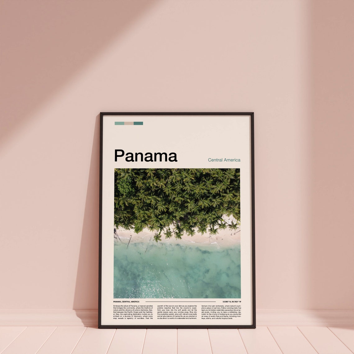 Panama Tropical Beach Aerial Palm Forest Turquoise Water Poster - Image 4