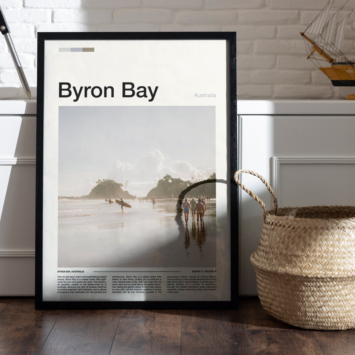 Byron Bay Australia Surfers Beach Ocean Shoreline Travel Poster - Image 5