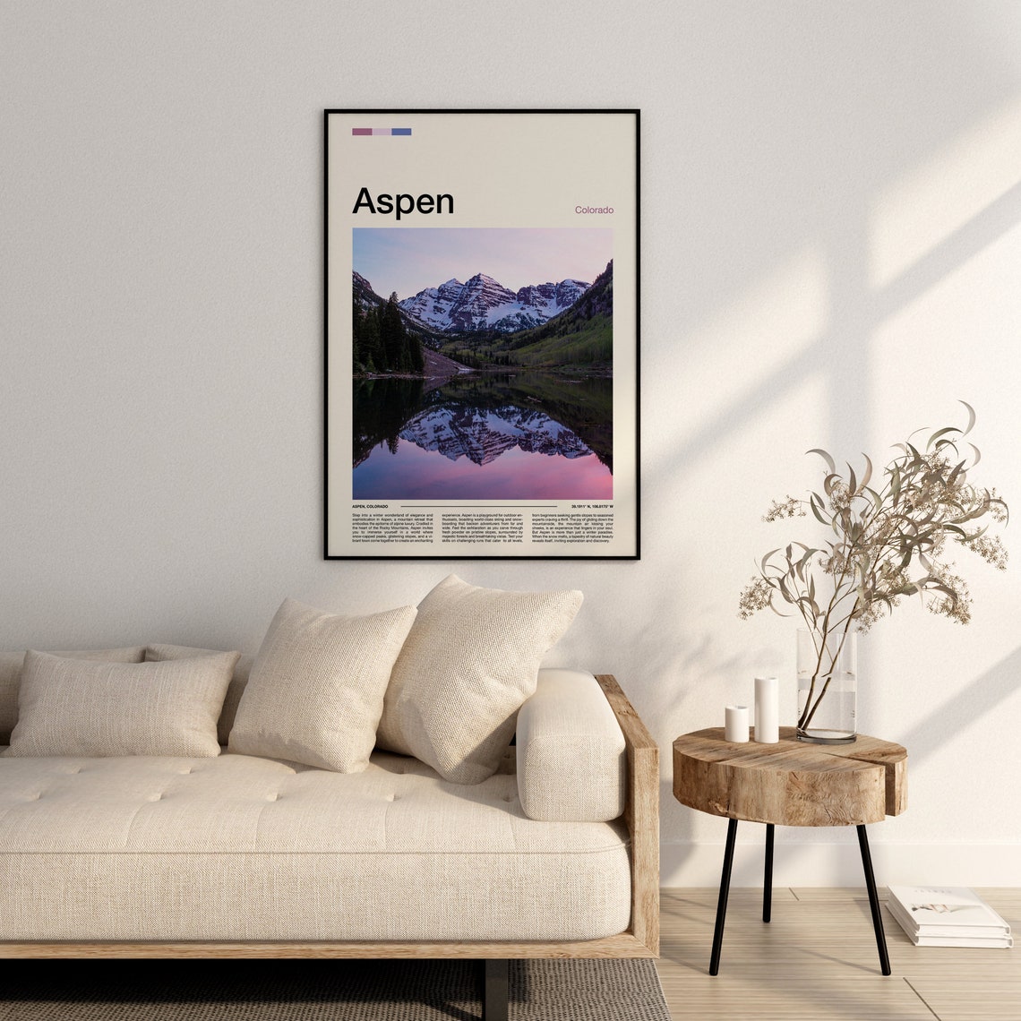 Aspen Colorado Maroon Bells Lake Mirror Reflection Scenic Poster - Image 2