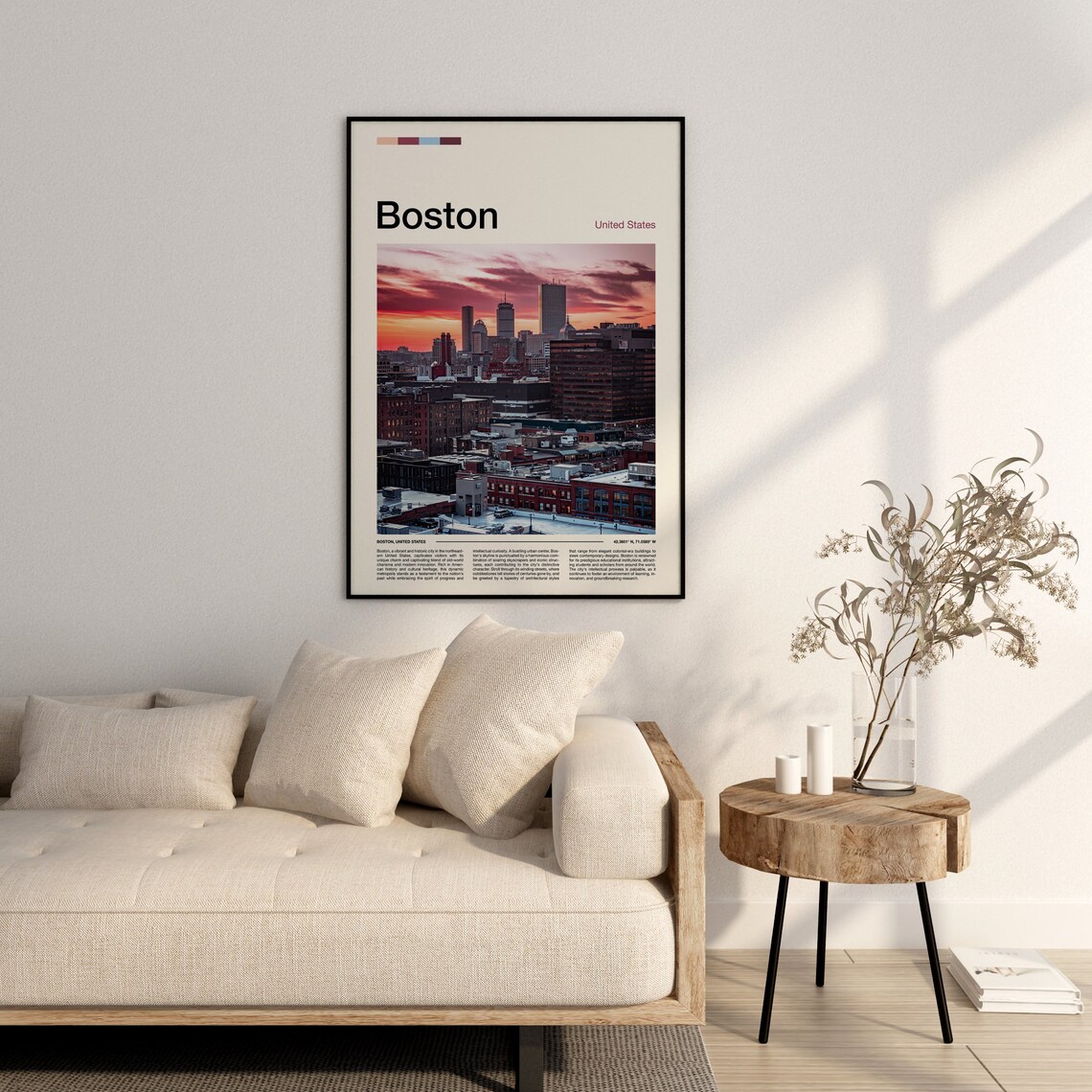 Boston Massachusetts City Skyline Sunset Pink Clouds Photo Poster - Image 3