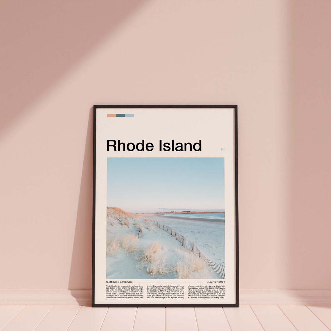 Rhode Island Beach Dunes Fence Ocean Waves New England Travel Poster - Image 3