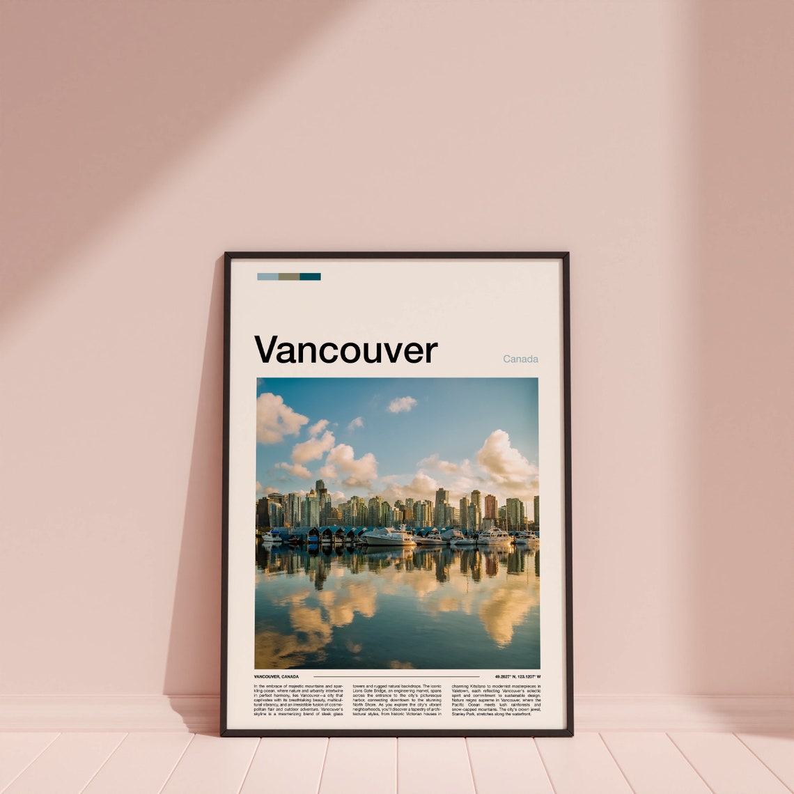 Vancouver Canada Skyline Marina Harbor Water Reflection Poster - Image 4