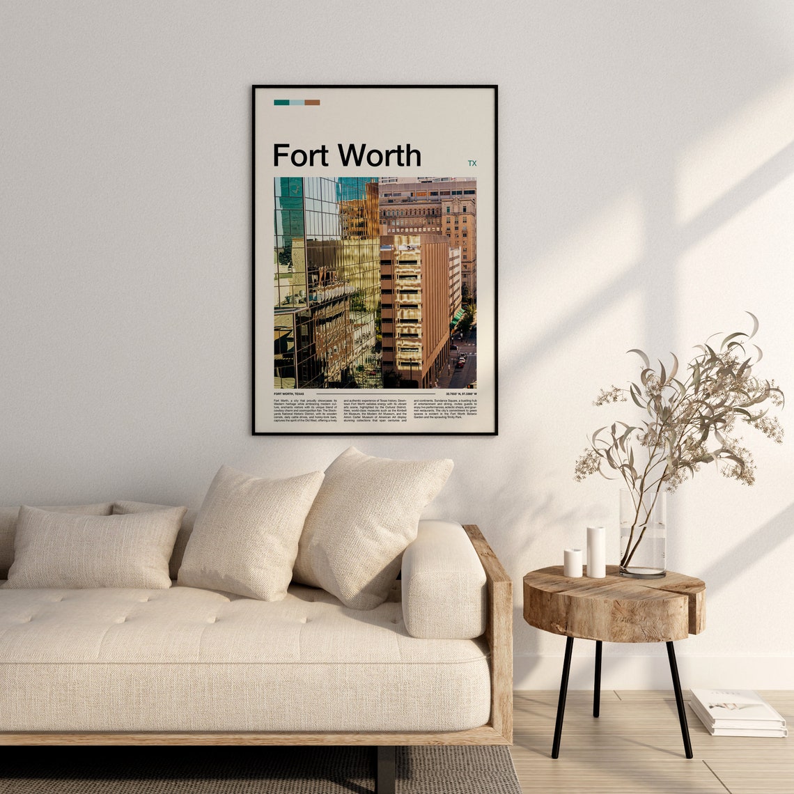 Fort Worth Texas Downtown Glass Skyscraper Reflection Travel Poster - Image 3