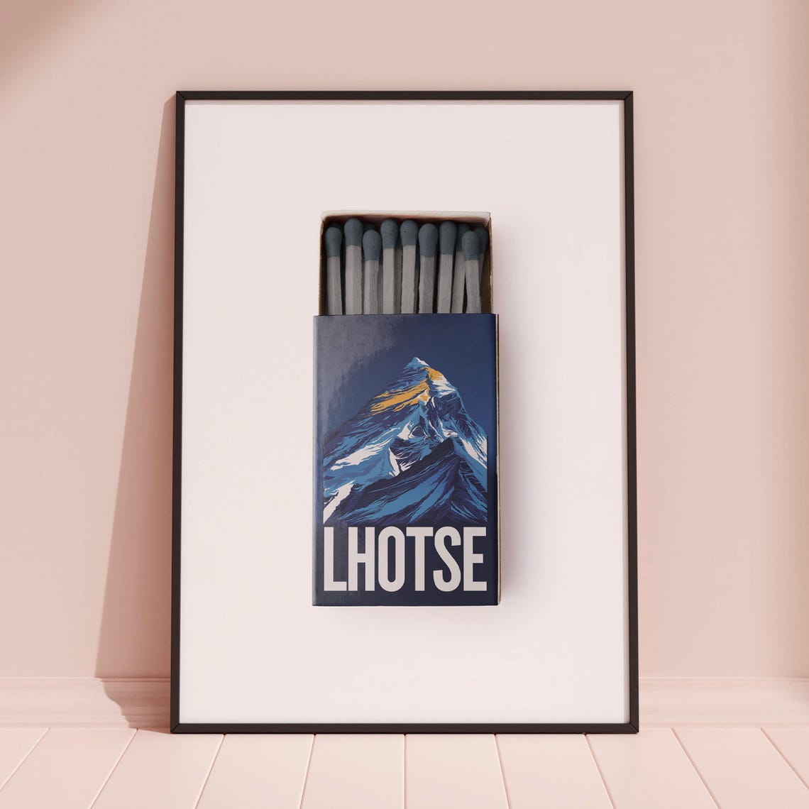 Lhotse Himalayan Peak Matchbox Style Art with Golden Summit Poster - Image 3
