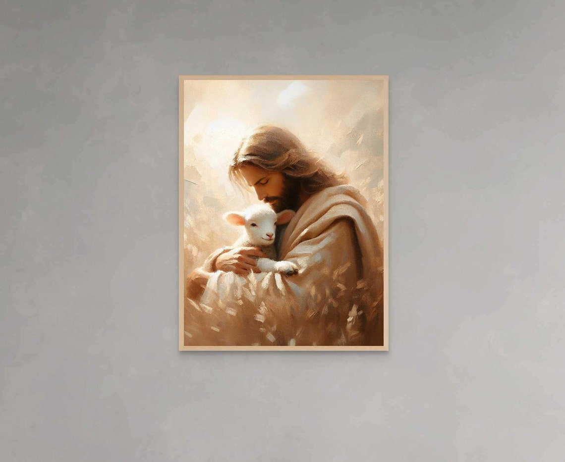 He Saved The One Christian Art Jesus And Lamb Jesus Picture Lds Art Bible Art Picture Of Christ Leave The 99 Art Jesus Shepherd Art