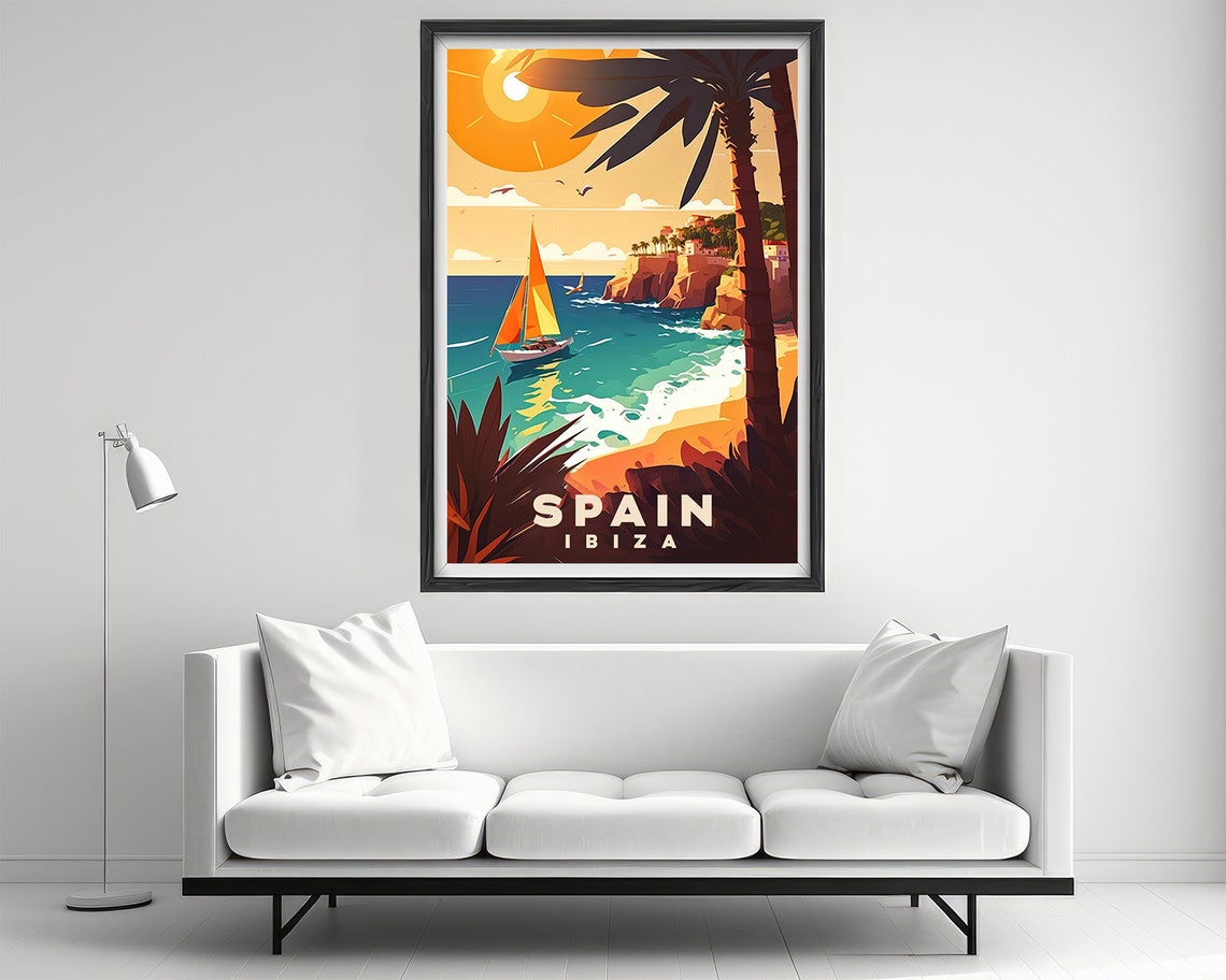 Ibiza Spain Travel Poster Ibiza Spain Wall Art Print Ibiza Spain Painting Ibiza Spain Illustration Ibiza Spain Watercolor Decor - Image 2