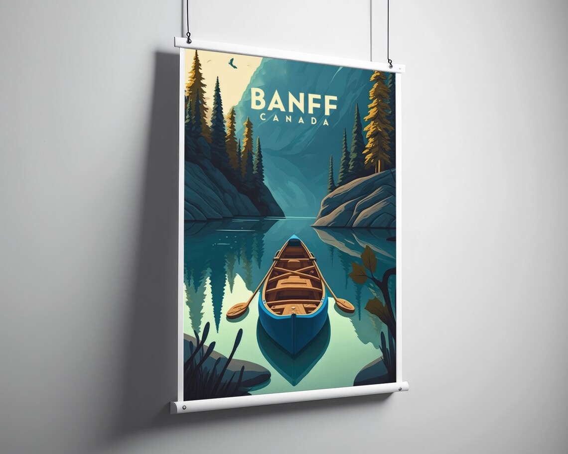 Banff Canada Travel Poster, Mountain Landscape Art Print - Image 3