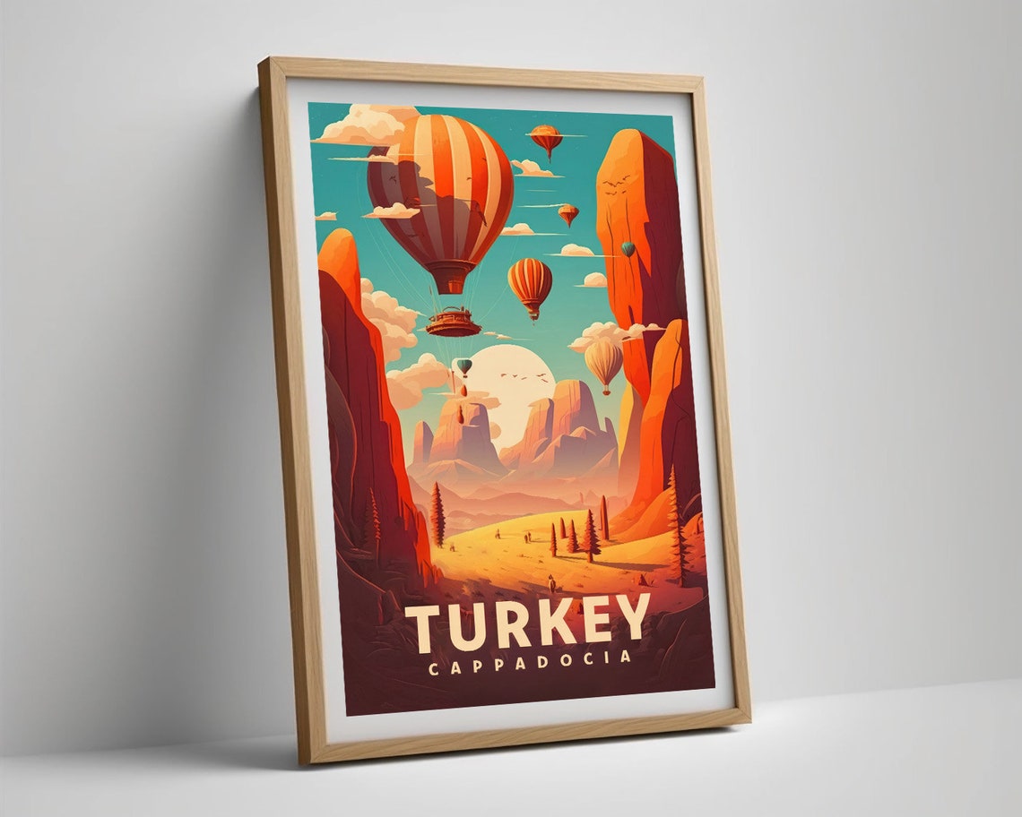 Cappadocia Turkey Hot Air Balloons Valley Vintage Travel Poster - Image 5