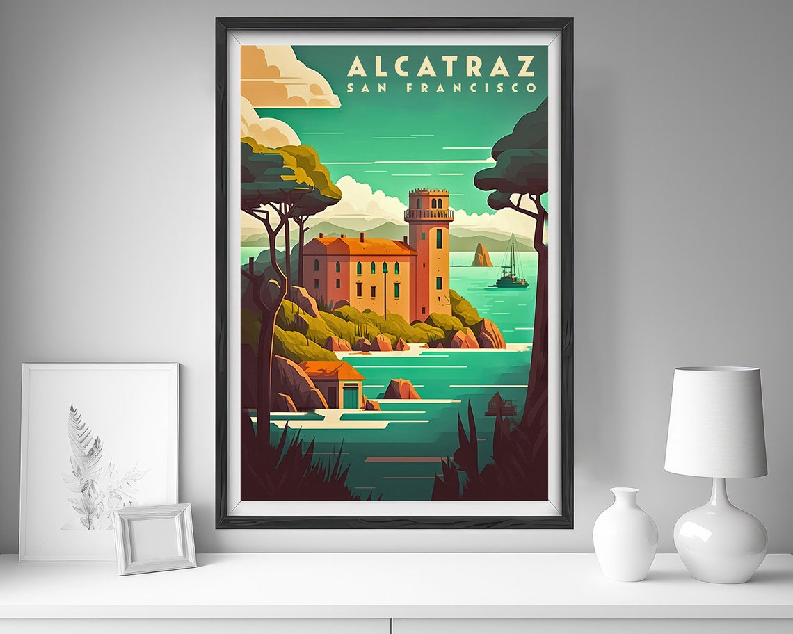 Alcatraz San Francisco Island Landmark Vintage Travel Poster - Image 4