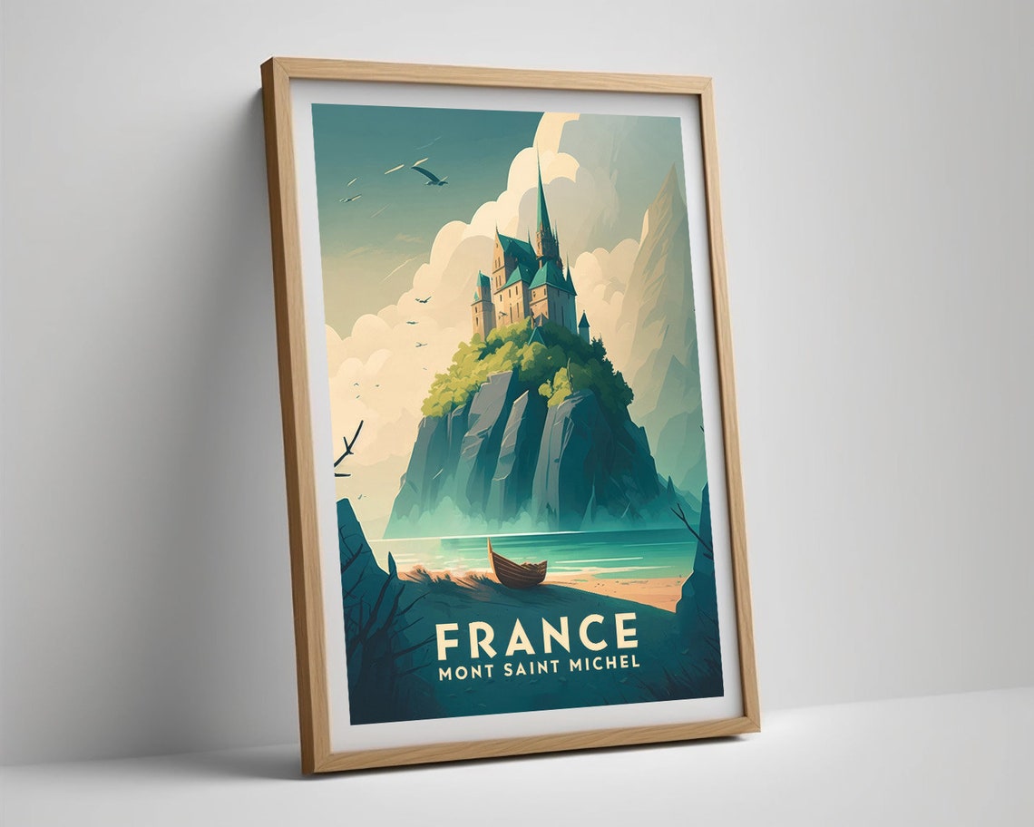 France Mont Saint Michel Travel Poster France Wall Art Print France Painting France Illustration Art France Watercolor Home Decor - Image 5