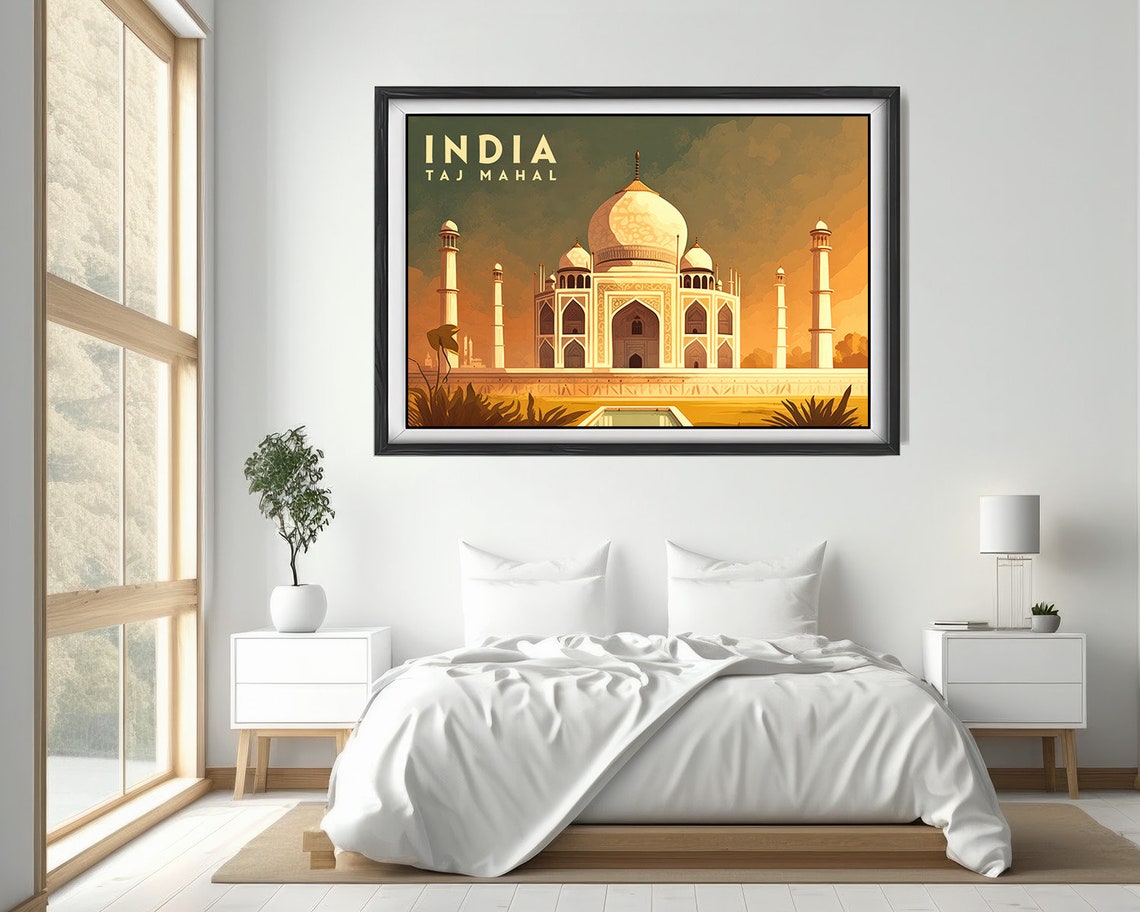 Taj Mahal India Travel Poster Taj Mahal India Wall Art Print Taj Mahal India Taj Mahal India Painting Taj Mahal India Art Decor - Image 4