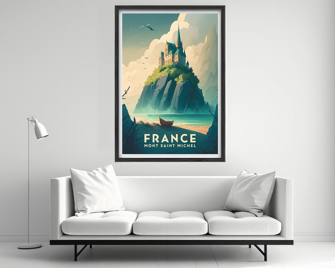 Mont Saint Michel France Vintage Travel Poster Abbey Island Art - Image 2