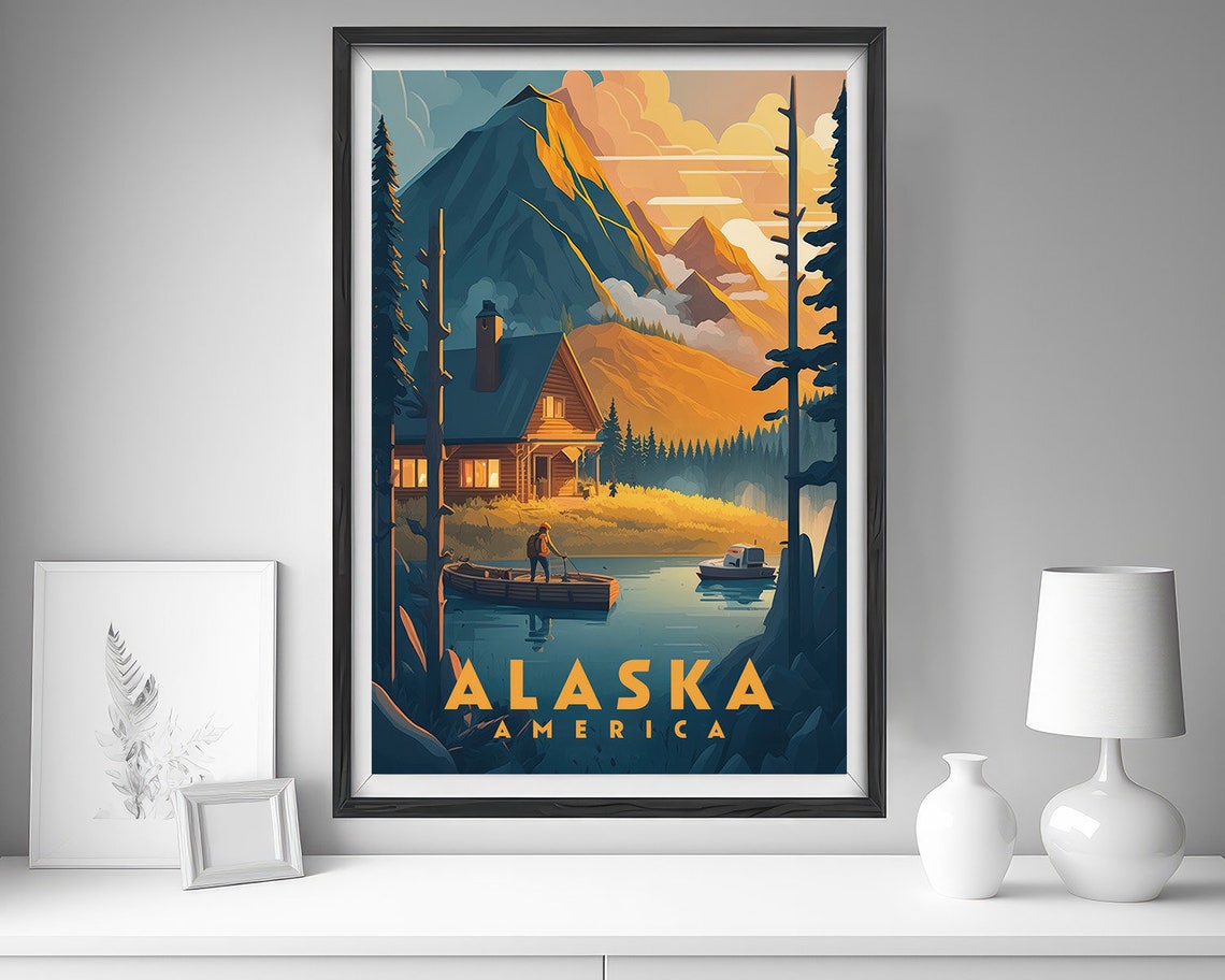 Alaska America Travel Poster Alaska America Wall Art Print Alaska America Painting Illustration Alaska America Watercolor Decor - Image 4