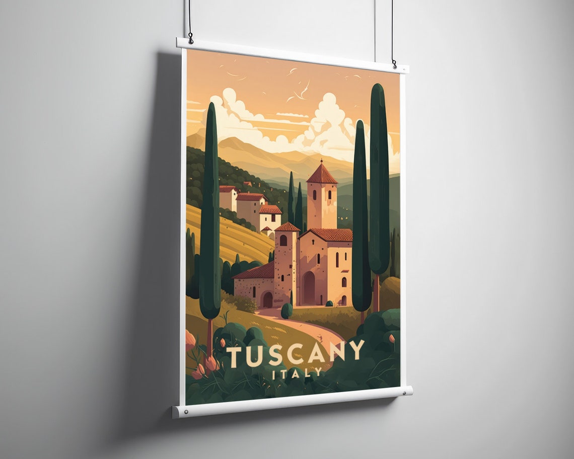 Tuscany Italy Travel Poster Tuscany Italy Wall Art Print Tuscany Italy Painting Tuscany Illustration Tuscany Watercolor Home Decor - Image 3
