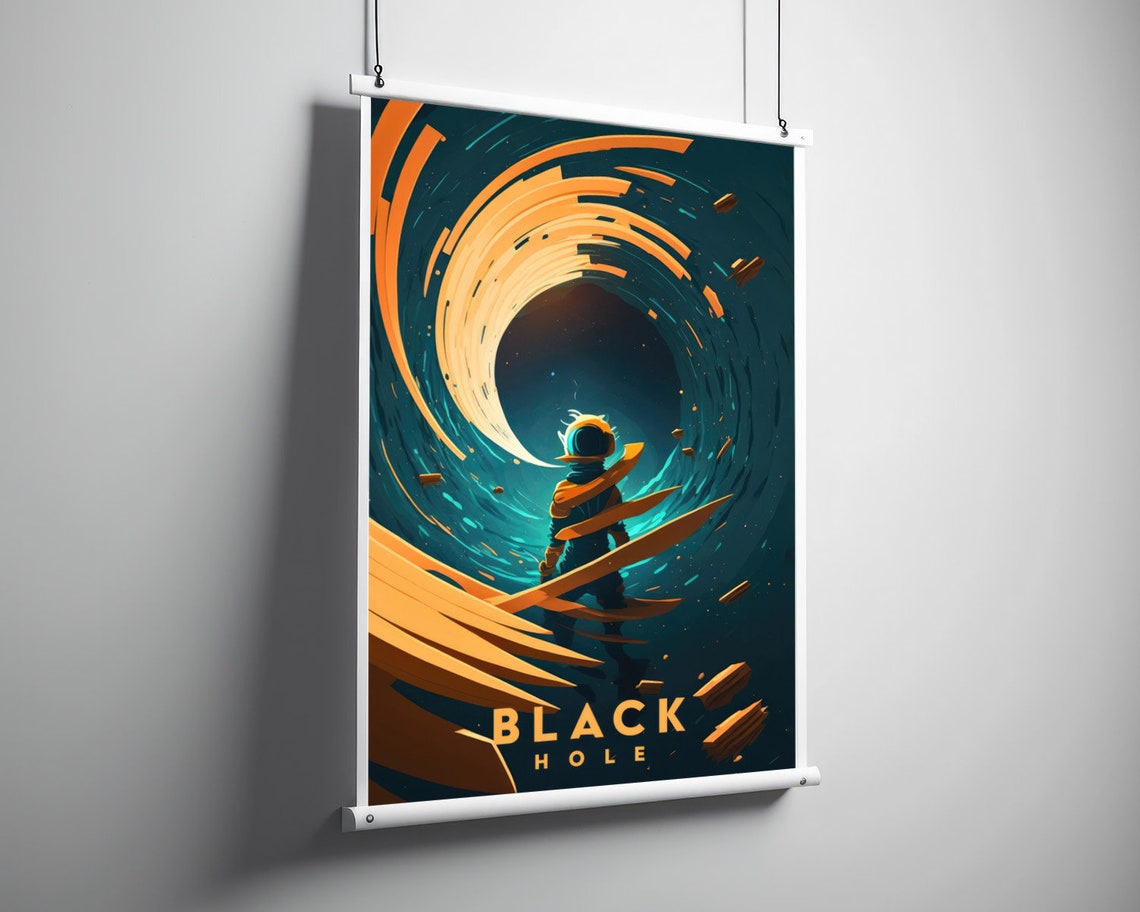 Black Hole Astronaut Cosmic Swirl Deep Space Galaxy Art Travel Poster - Image 3