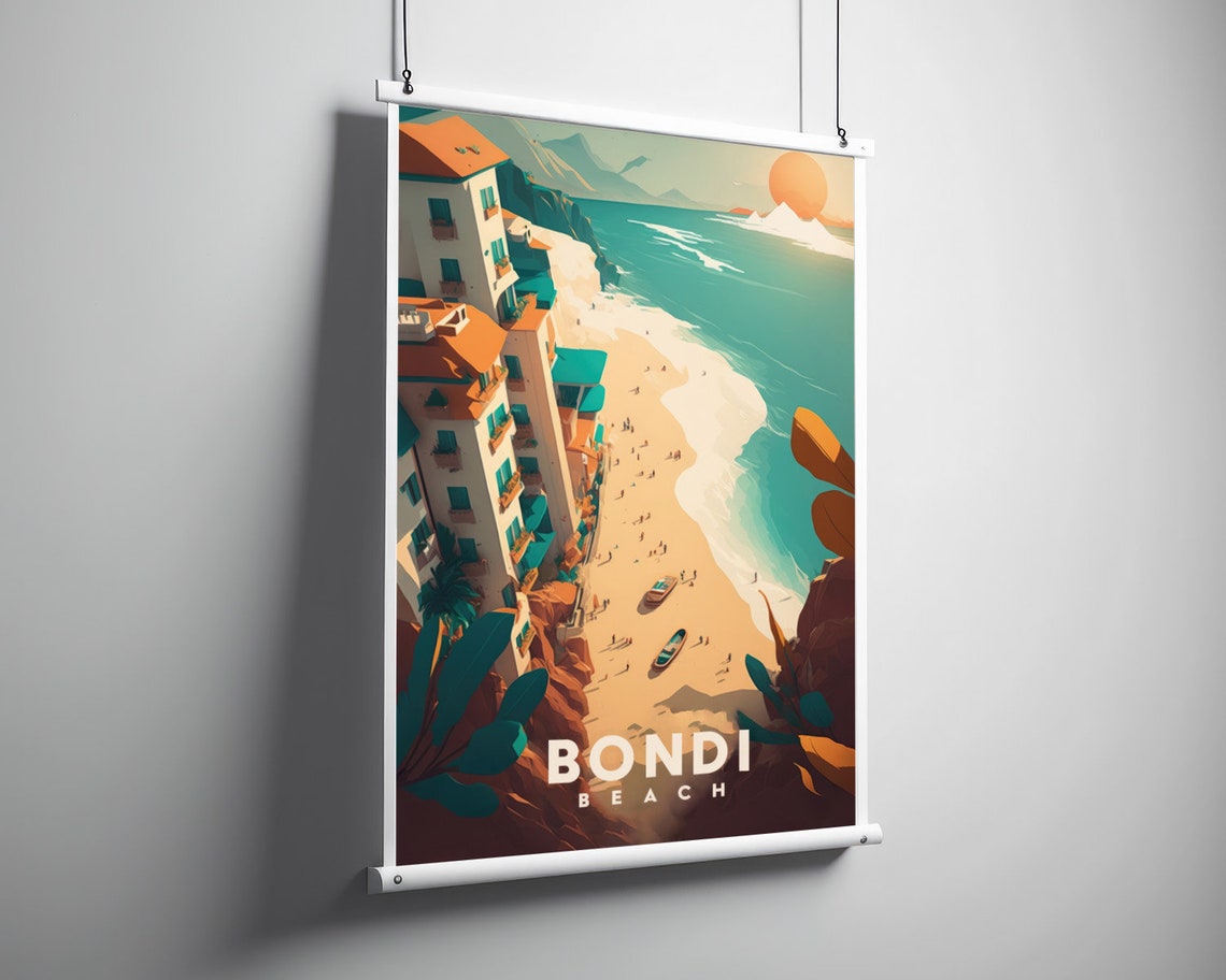 Bondi Beach Sydney Australia Travel Poster Coastal Sunset Art - Image 3