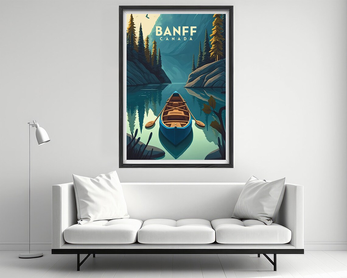 Banff Canada Travel Poster, Mountain Landscape Art Print - Image 2