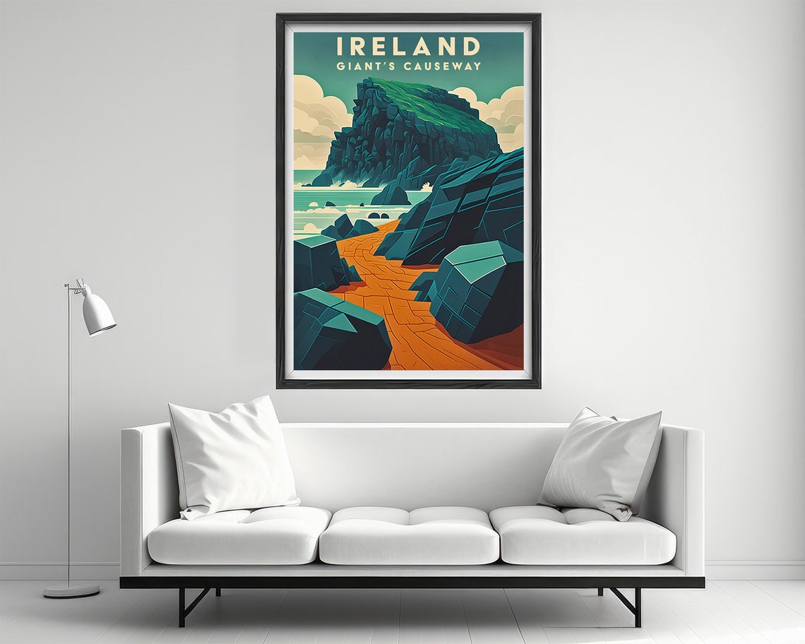 Giants Causeway Ireland Travel Poster Giants Causeway Wall Art Print Ireland Painting Ireland Illustration Ireland Watercolor - Image 3