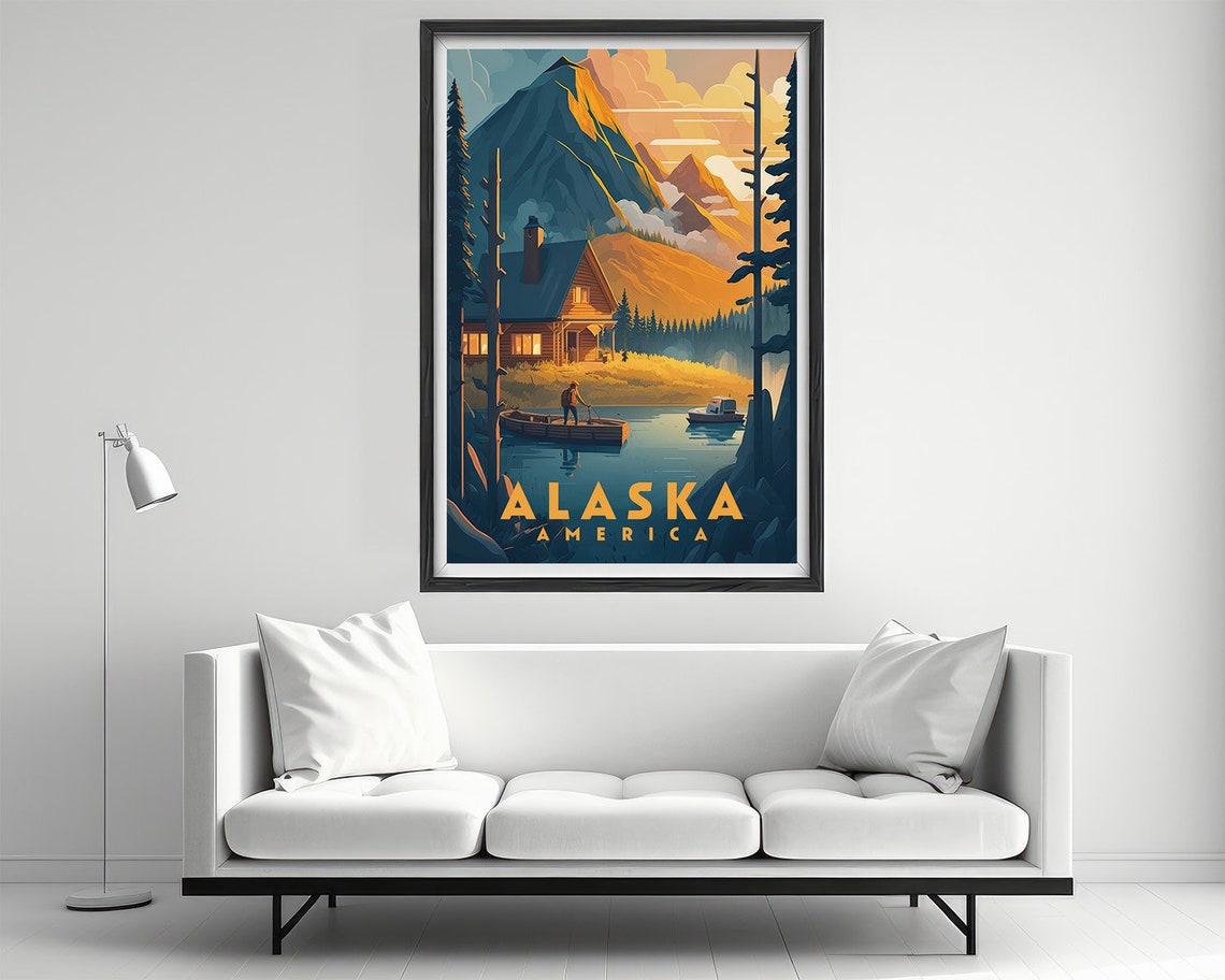 Alaska America Travel Poster Alaska America Wall Art Print Alaska America Painting Illustration Alaska America Watercolor Decor - Image 2