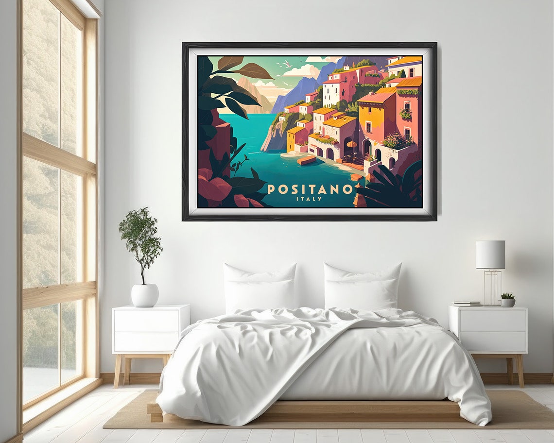 Positano Italy Travel Poster Positano Wall Art Print Positano Italy Painting Italy Travel Art Poster Positano Wall Art Home Decor - Image 4
